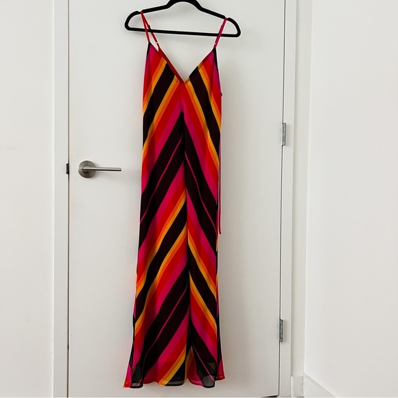Christopher John Rogers x Target Red Orange Yellow Chevron Slip Dress in Size 10 - Picture 1 of 5